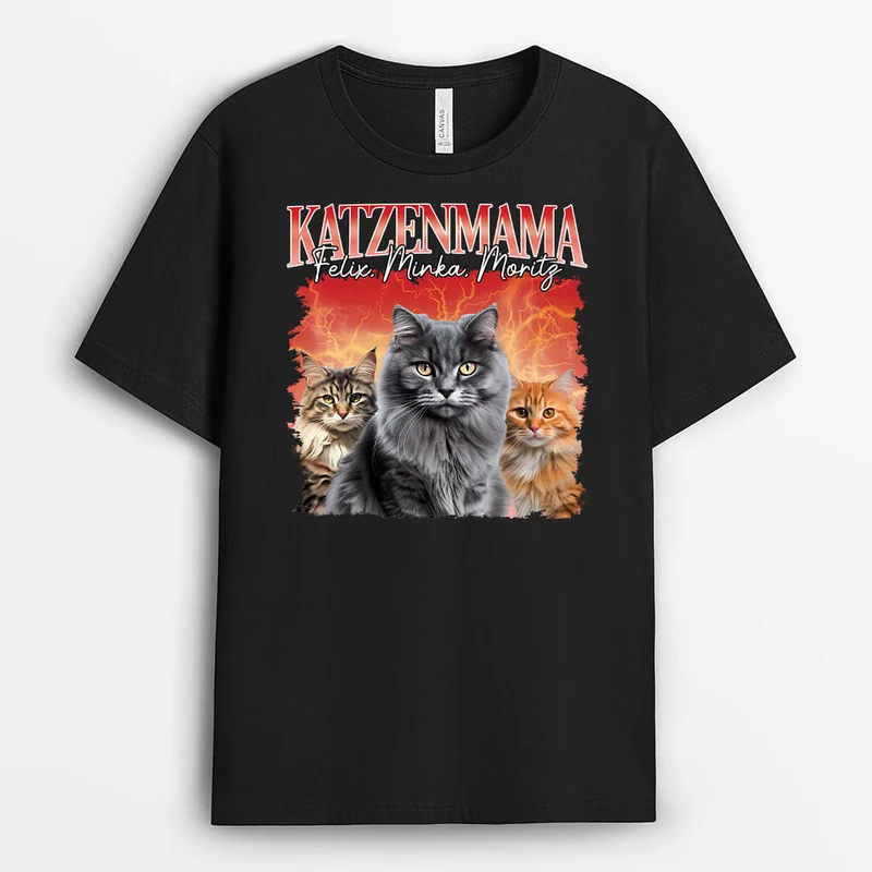 Katzenmama Katzenpapa Mit Blitz Und Donner - Personalisiertes Geschenk | T-shirt für Katzenliebhaber