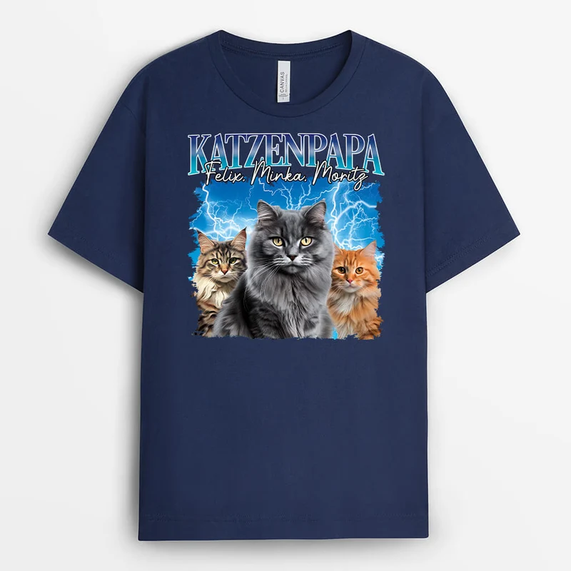 Katzenmama Katzenpapa Mit Blitz Und Donner - Personalisiertes Geschenk | T-shirt für Katzenliebhaber