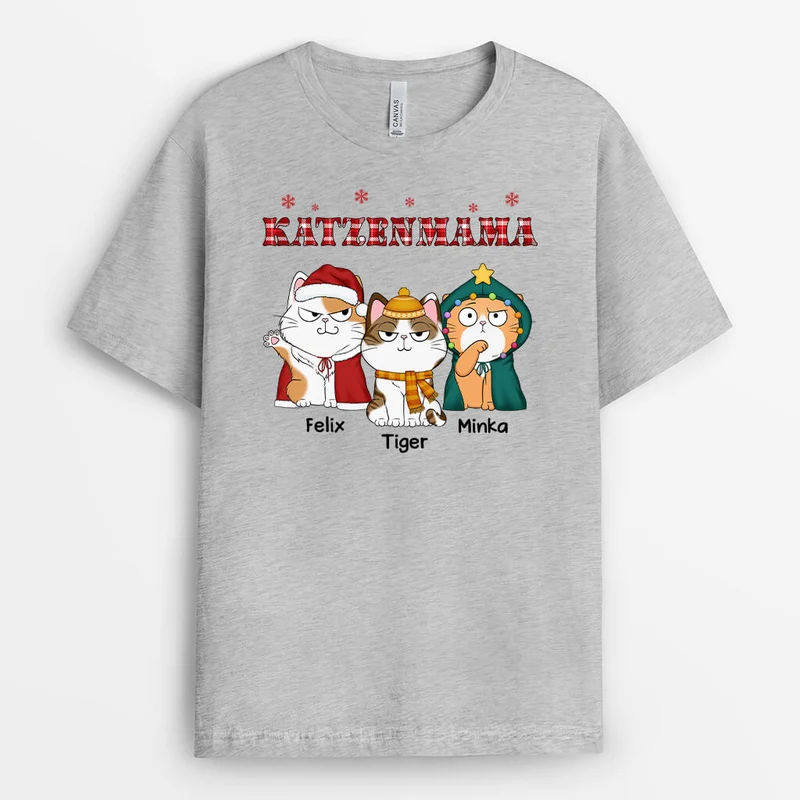 Katzenmama Katzenpapa Mit Süßen Katzen - Personalisiertes Geschenk | T-shirt für Katzenliebhaber