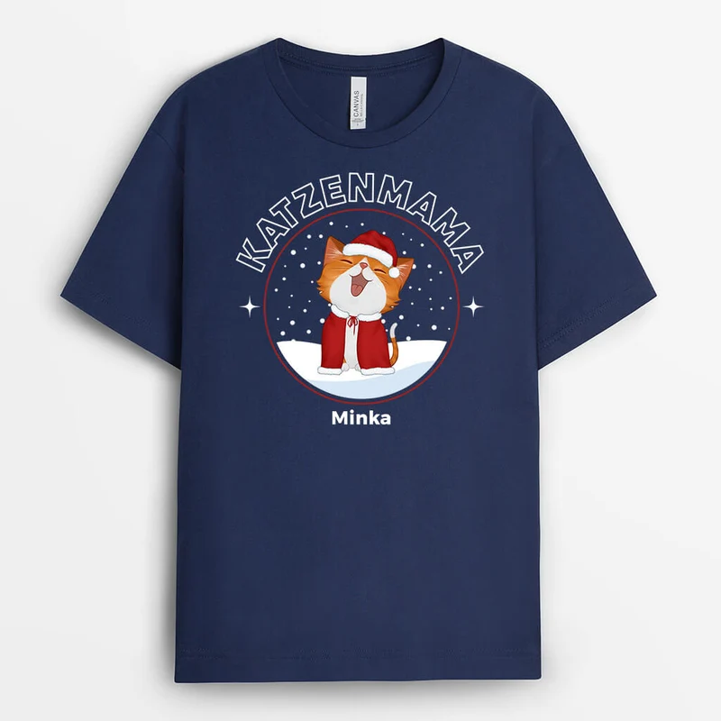 Katzenpapa Katzenmama Im Schnee Weihnachten - Personalisiertes Geschenk | T-shirt für Katzenliebhaber