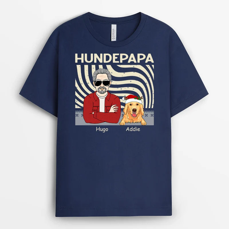 Cooler Hundepapa Weihnachten - Personalisiertes Geschenk | T-shirt für Hundeliebhaber