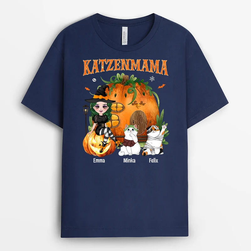 Katzenmama - Personalisiertes Geschenk | T-shirt für Halloween