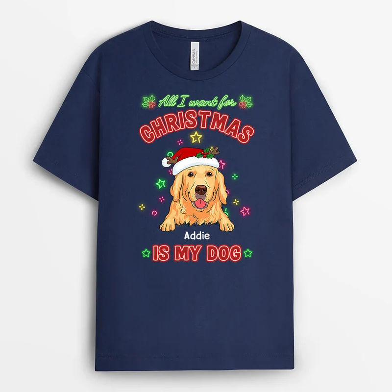 Alles was ich mir zu Weihnachten wünsche ist mein Hund - Personalisiertes Geschenk | T-shirt für Hundeliebhaber