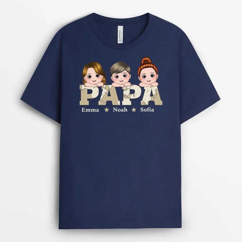 Papa Mit Weltkarte - Personalisiertes Geschenk | T-shirt für Papa