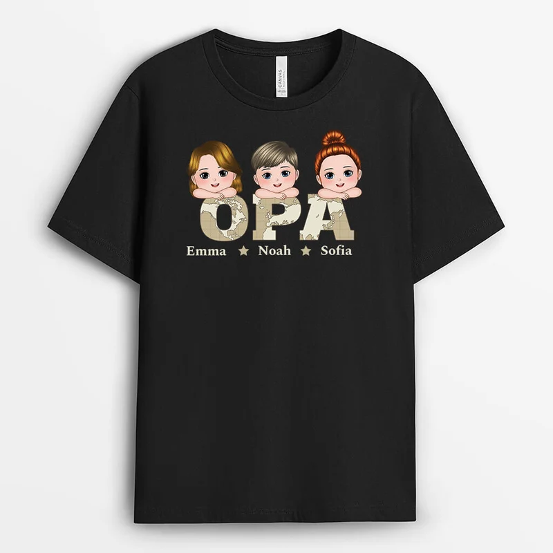 Papa Mit Weltkarte - Personalisiertes Geschenk | T-shirt für Papa