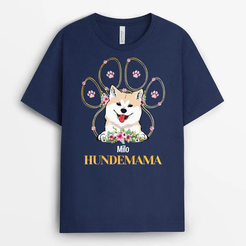 Hundemama Hundepapa Mit Blumen - Personalisiertes Geschenk | T-shirt für Hundeliebhaber