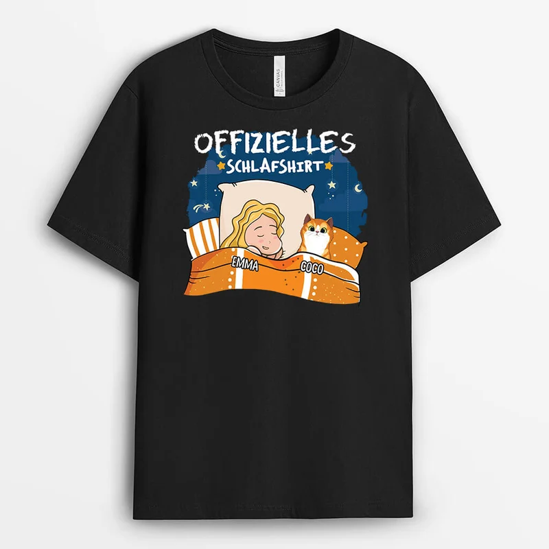 Offizielles Schlafshirt Mit Katzen - Personalisiertes Geschenk | T-shirt für Katzenliebhaber