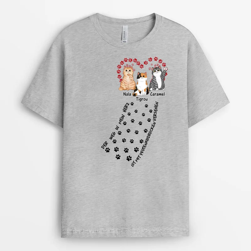 Weg Zu Meinem Herzen Mit Katzen - Personalisiertes Geschenk | T-shirt für Katzenliebhaber