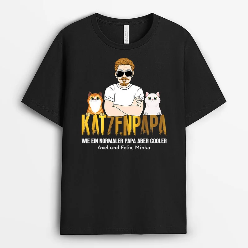 Cooler Katzenpapa - Personalisiertes Geschenk | T-shirt für Katzenliebhaber