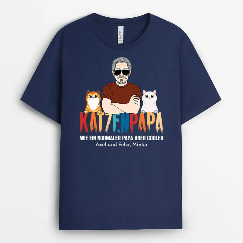 Cooler Katzenpapa - Personalisiertes Geschenk | T-shirt für Katzenliebhaber