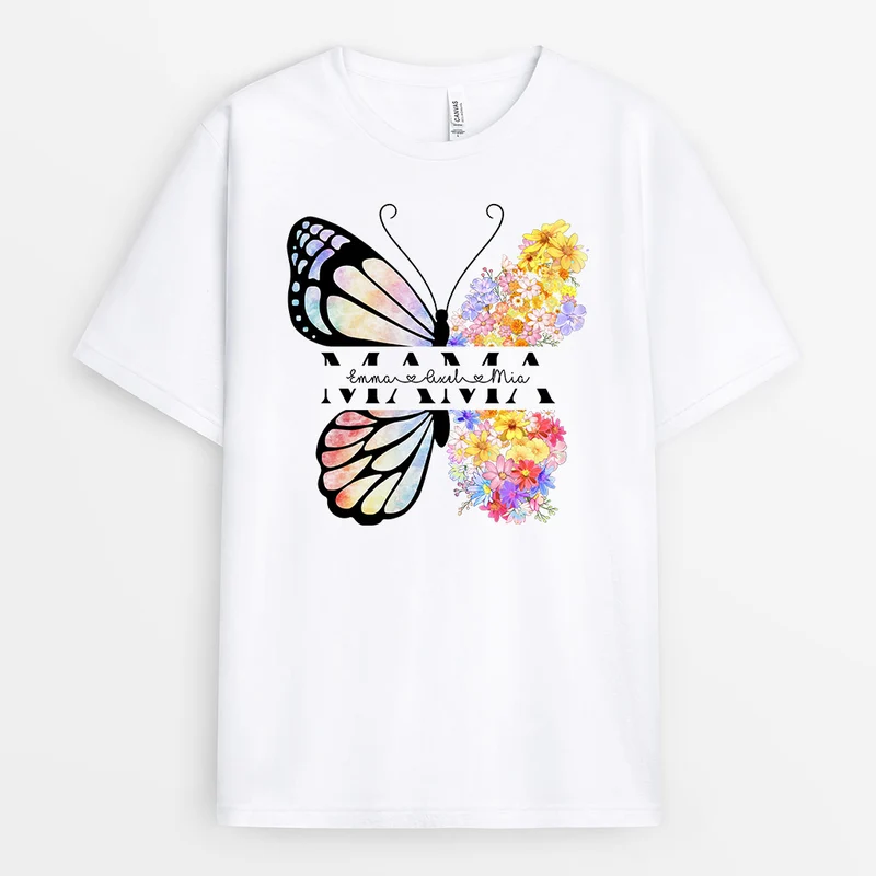 Schmetterling Mama Süße - Personalisierte Geschenke | T-Shirt für Mama/Oma