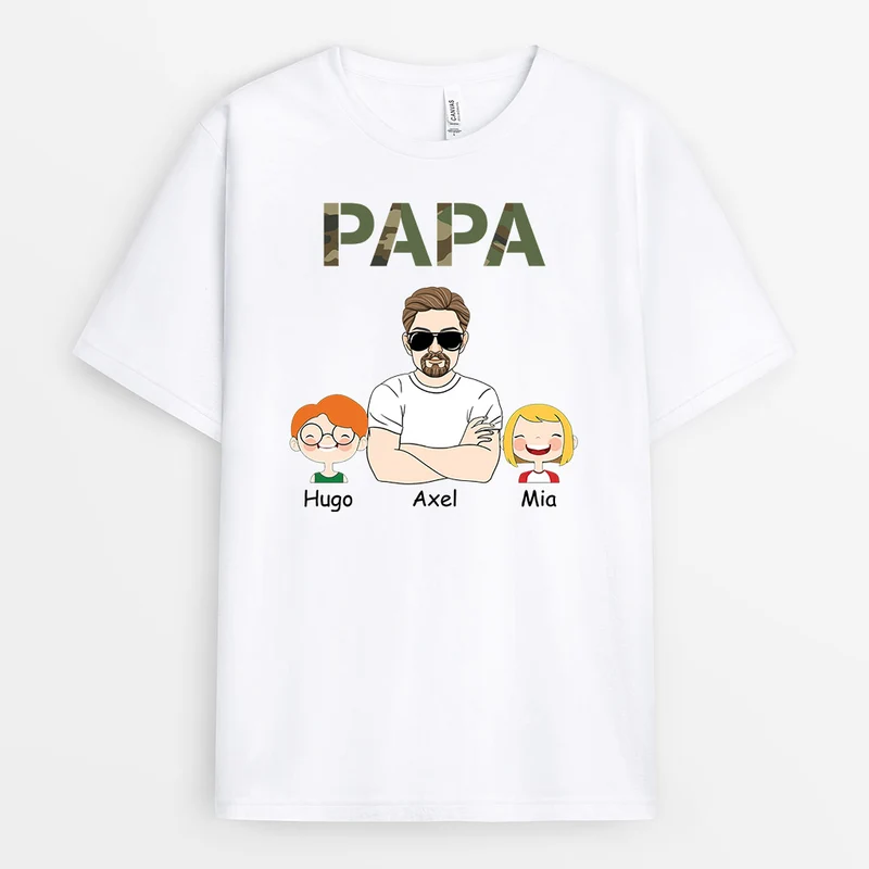 Cool Papa Kinder Camouflage - Personalisierte Geschenke | T-Shirt für Papa/Opa