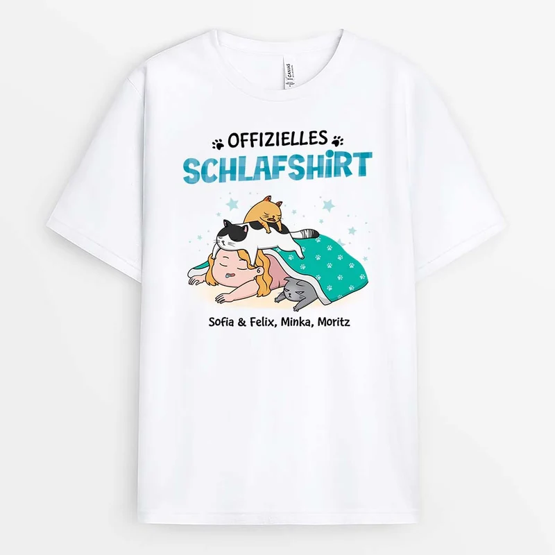 Offizielles Schlafshirt - Personalisiertes Geschenk | T-Shirt für Katzenliebhaber