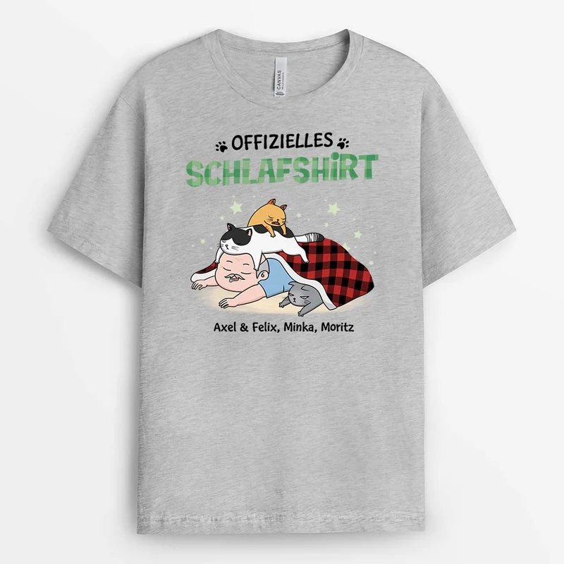 Offizielles Schlafshirt - Personalisiertes Geschenk | T-Shirt für Katzenliebhaber