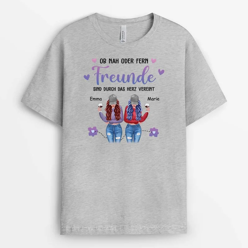 Ob Nah Oder Fern Schwestern Sind Durch Das Herz Vereint - Personalisiertes Geschenk | T-Shirt für Schwestern