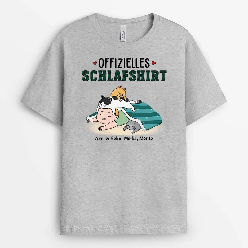 Offizielles Schlafshirt - Personalisiertes Geschenk | T-Shirt für Katzenliebhaber
