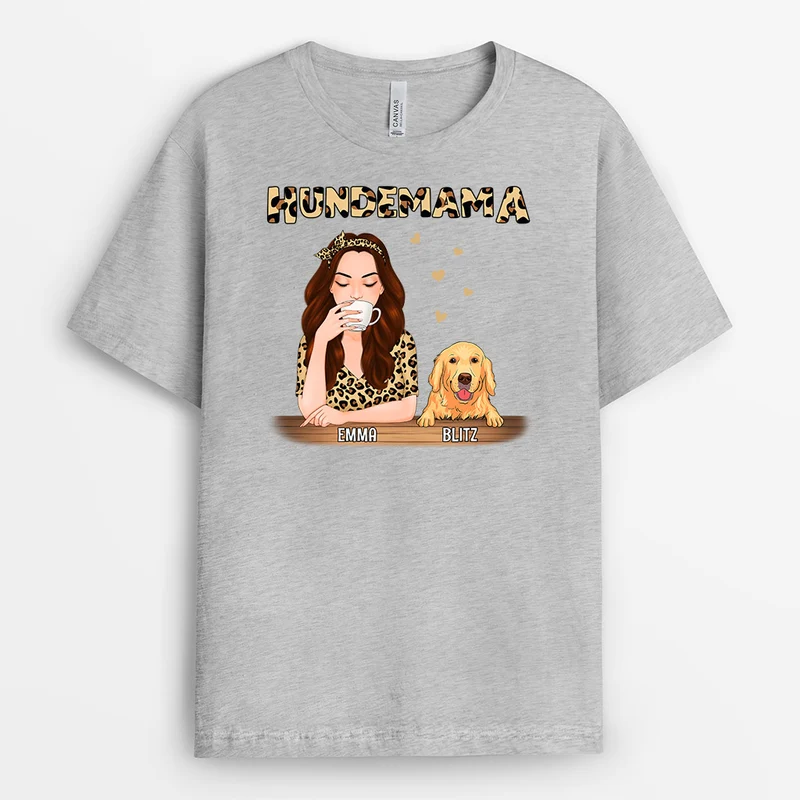 Hundemama Leopard - Personalisierte Geschenke | T-Shirt für Hundebesitzer