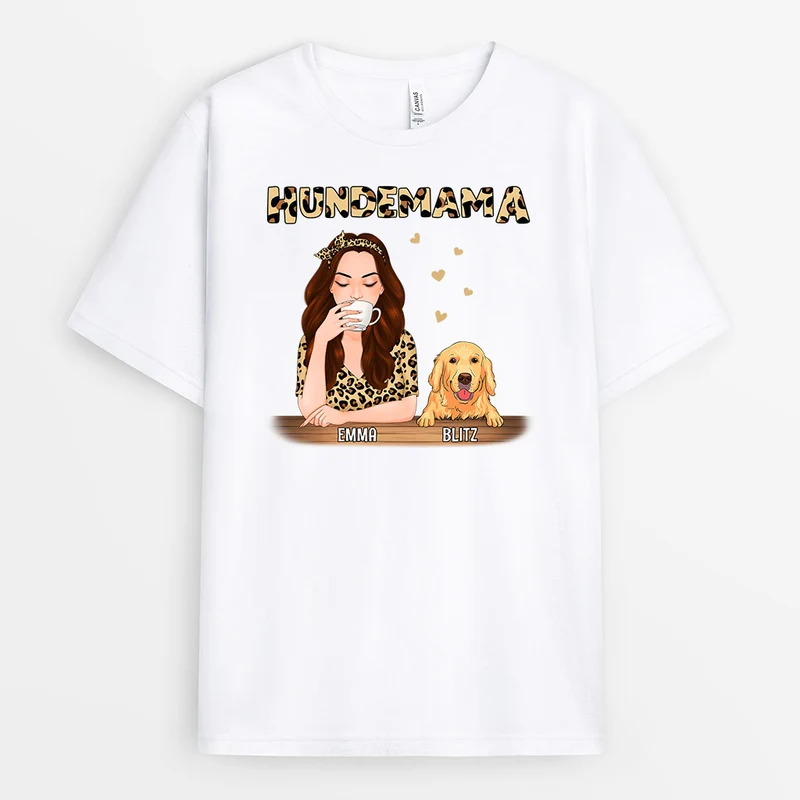 Hundemama Leopard - Personalisierte Geschenke | T-Shirt für Hundebesitzer