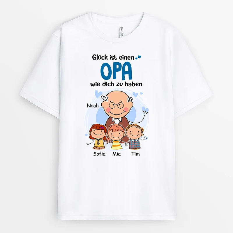 Glück Ist Einen Opa Wie Dich Zu Haben - Personalisiertes Geschenk | T-Shirt für Herren