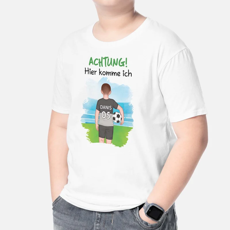 Achtung Hier Komme Ich - Personalisiertes Geschenk | T-Shirt für Kinder und Jugendliche