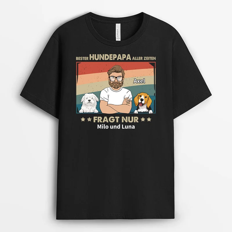 Der Beste Hundepapa Der Welt - Personalisiertes Geschenk | T-shirt für Hundeliebhaber
