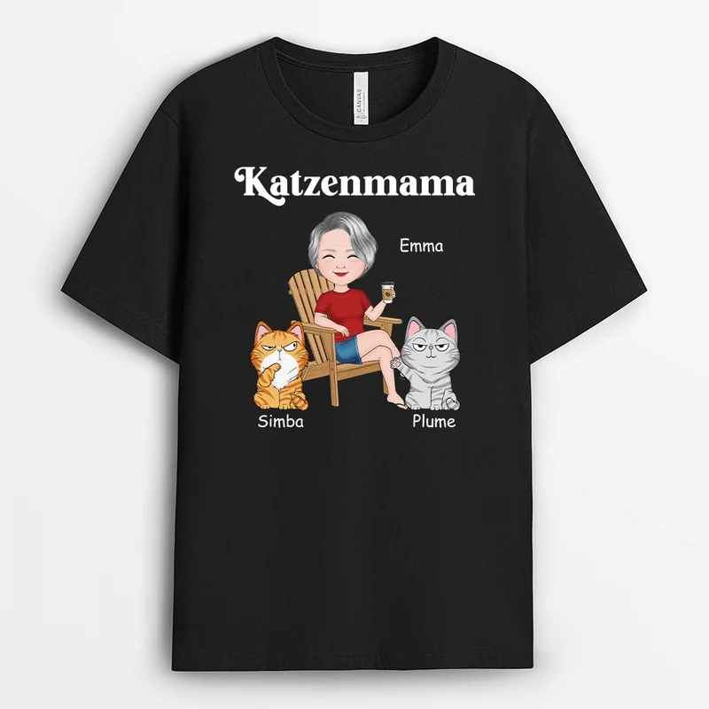 Katzenmama/Katzenpapa - Personalisiertes Geschenk | T-Shirt für Katzenliebhaber