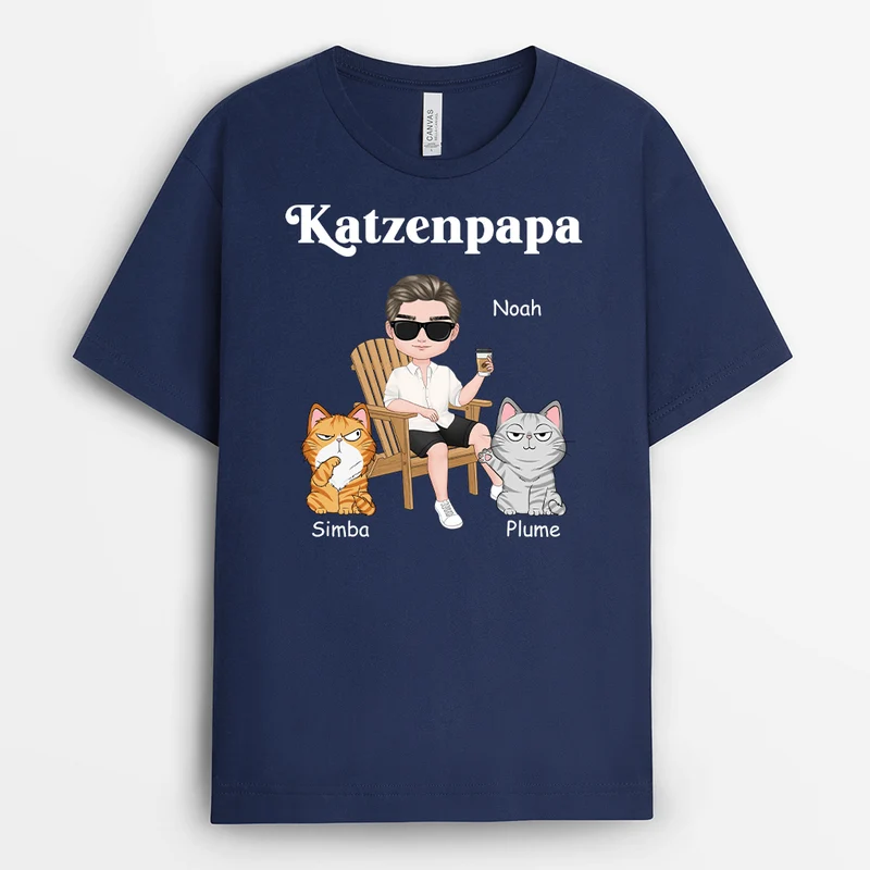 Katzenmama/Katzenpapa - Personalisiertes Geschenk | T-Shirt für Katzenliebhaber