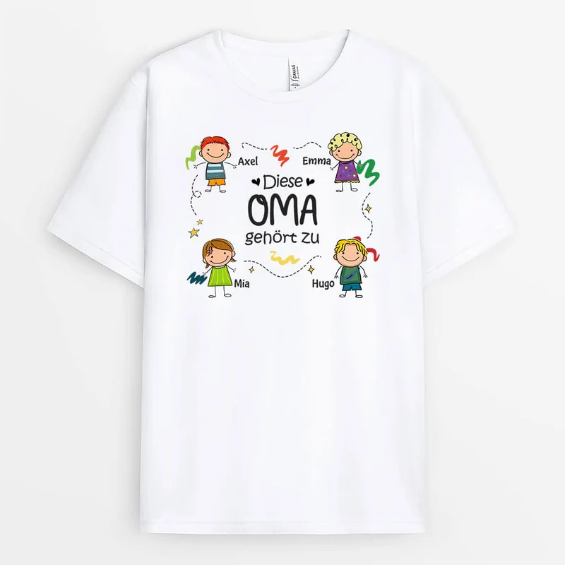 Diese Oma Gehört Zu Mit Kinder Muster - Personalisiertes Geschenk | T-shirt für Omas