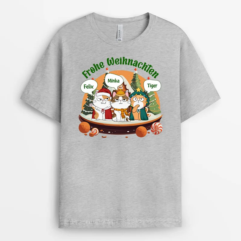 Schnurrige Weihnachten Mit Kekshaus - Personalisiertes Geschenk | T-shirt für Katzenliebhaber