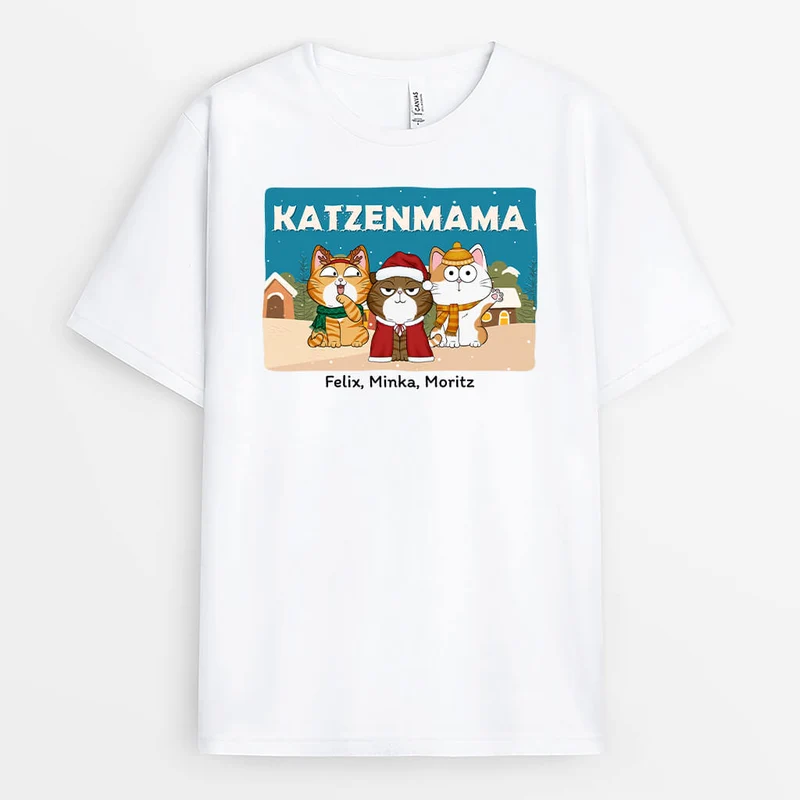 Süsse Katzenmama Süsser Katztenpapa Zu Weihnachten - Personalisiertes Geschenk | T-shirt für Katzenliebhaber