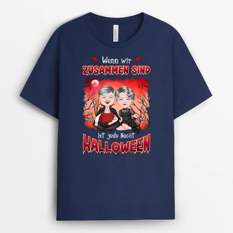 Wenn Wir Zusammen Sind Ist Jede Nacht Halloween - Personalisiertes Geschenk | T-shirt für Paare