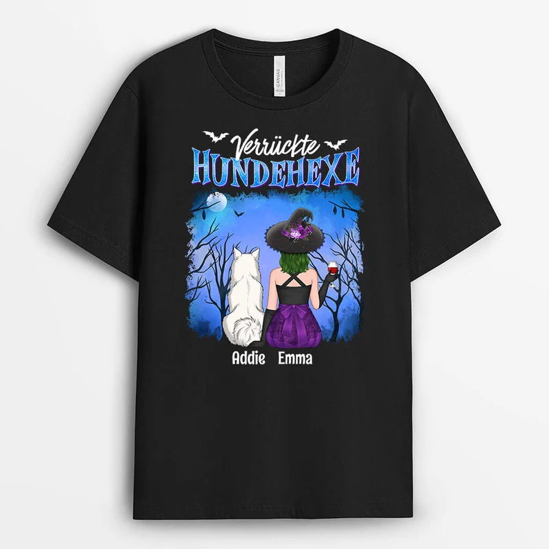 Verrückte Hundehexe - Personalisiertes Geschenk | T-shirt für Hundeliebhaber