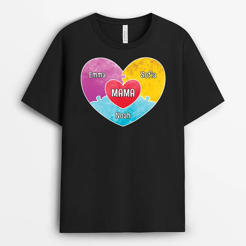 Mama & Kinder Puzzle - Personalisiertes Geschenk | T-Shirt für Mamas
