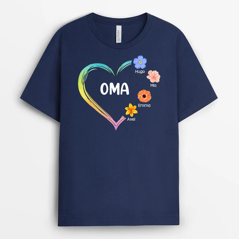 Mamas Kleine Blumen - Personalisierte Geschenke | T-Shirt für Mama/Oma
