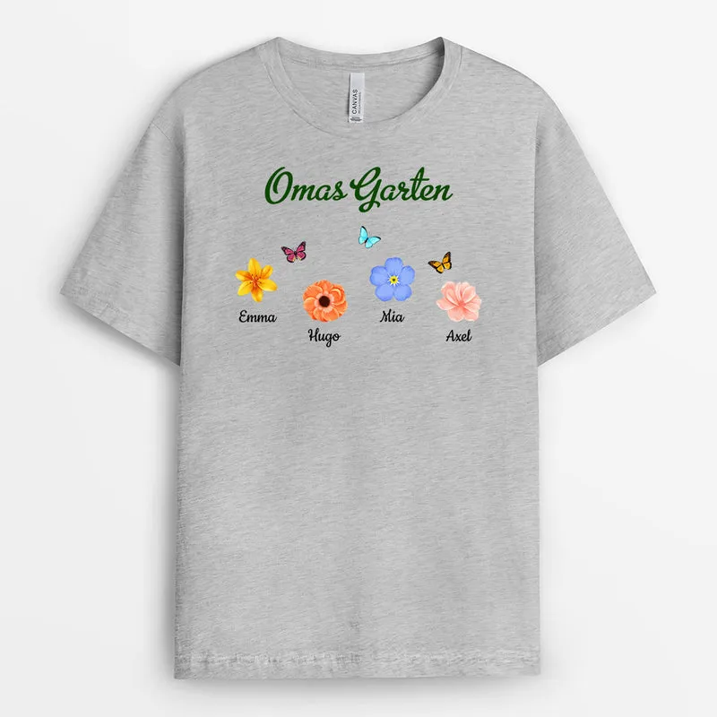 Mamas Omas Garten Blumen - Personalisierte Geschenke | T-Shirt für Mama/Oma