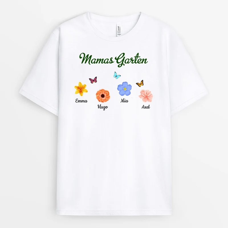 Mamas Omas Garten Blumen - Personalisierte Geschenke | T-Shirt für Mama/Oma