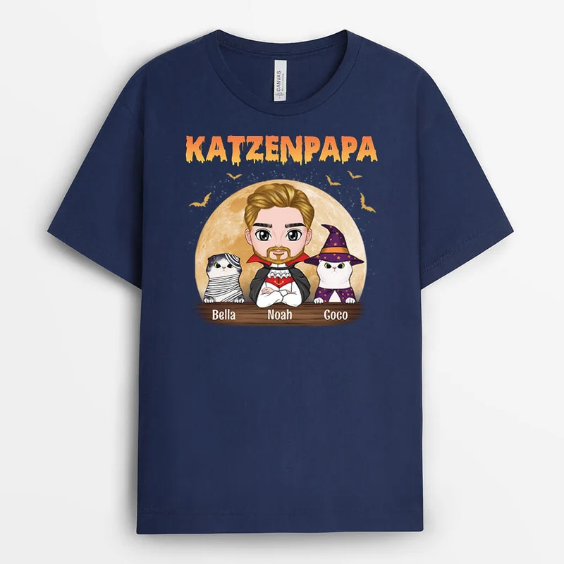 Katzenpapa - Personalisiertes Geschenk | T-Shirt für Katzenliebhaber