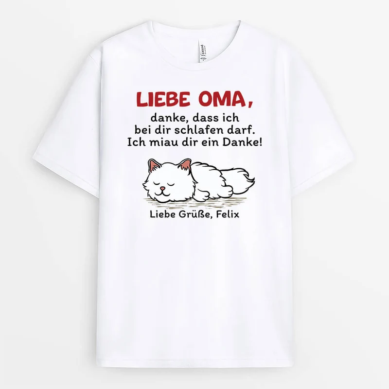 Liebe Mama Danke Dass Ich Neben Dir Schlafen Darf - Personalisiertes Geschenk | T-shirt für Katzenliebhaber