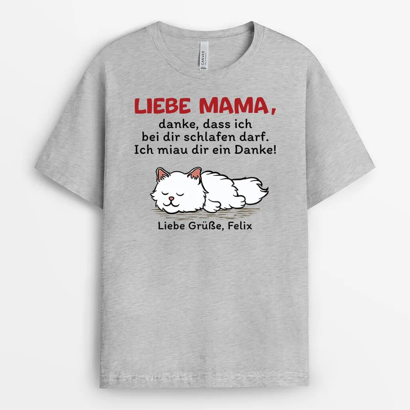 Liebe Mama Danke Dass Ich Neben Dir Schlafen Darf - Personalisiertes Geschenk | T-shirt für Katzenliebhaber