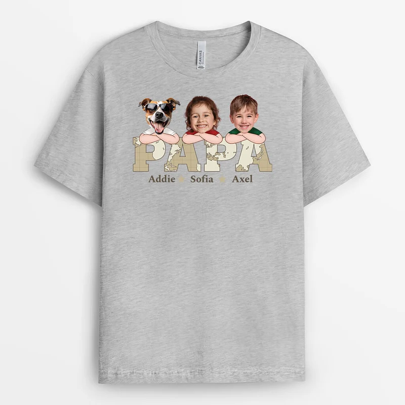Papa Und Kinder Weltkarte - Personalisiertes Geschenk | T-Shirt für Papas