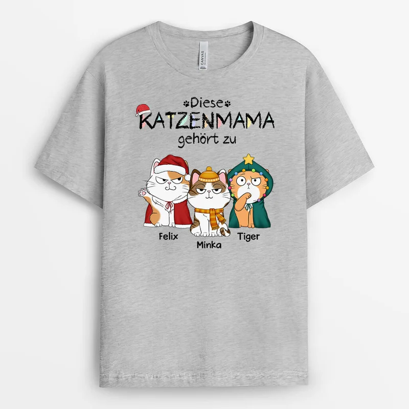 Weihnachten Diese Katzenmama Dieser Katzenpapa Gehört Zu - Personalisiertes Geschenk | T-shirt für Katzenliebhaber