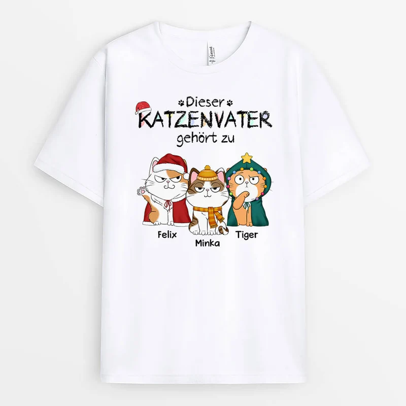 Weihnachten Diese Katzenmama Dieser Katzenpapa Gehört Zu - Personalisiertes Geschenk | T-shirt für Katzenliebhaber