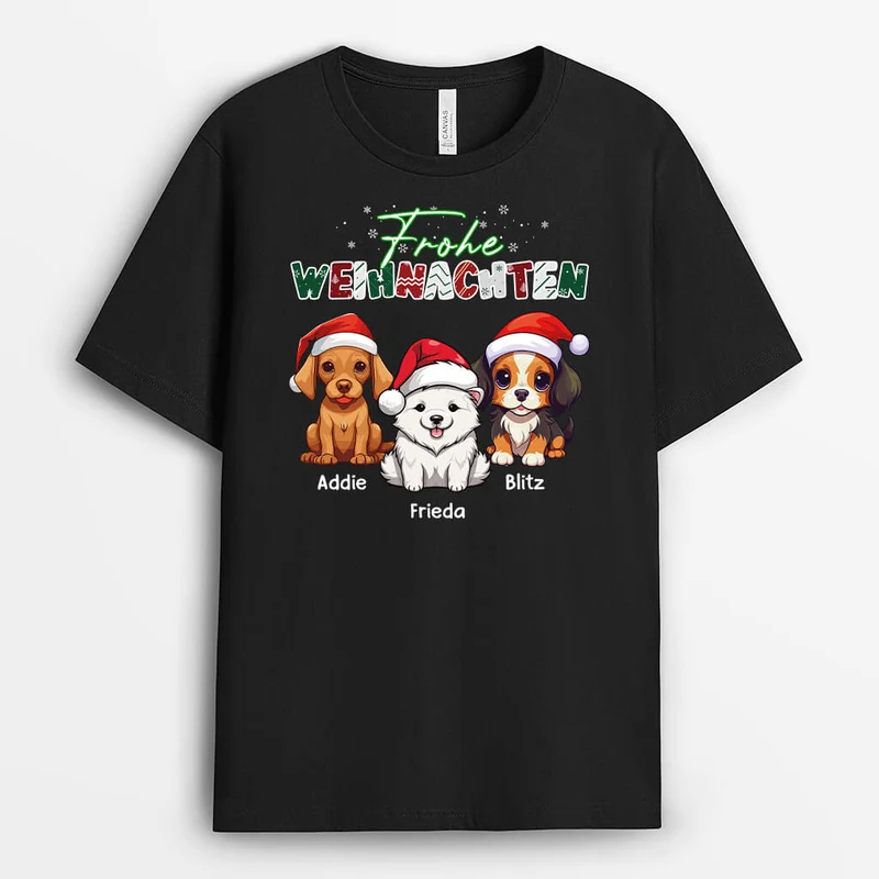 Frohe Wau Wau Weihnachten Mit Hunden - Personalisiertes Geschenk | T-shirt für Hundeliebhaber