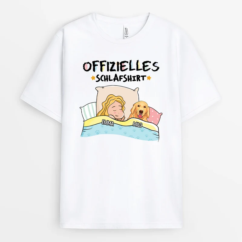 Offizielles Schlafshirt Mit Hunden - Personalisiertes Geschenk | T-shirt für Hundebesitzer