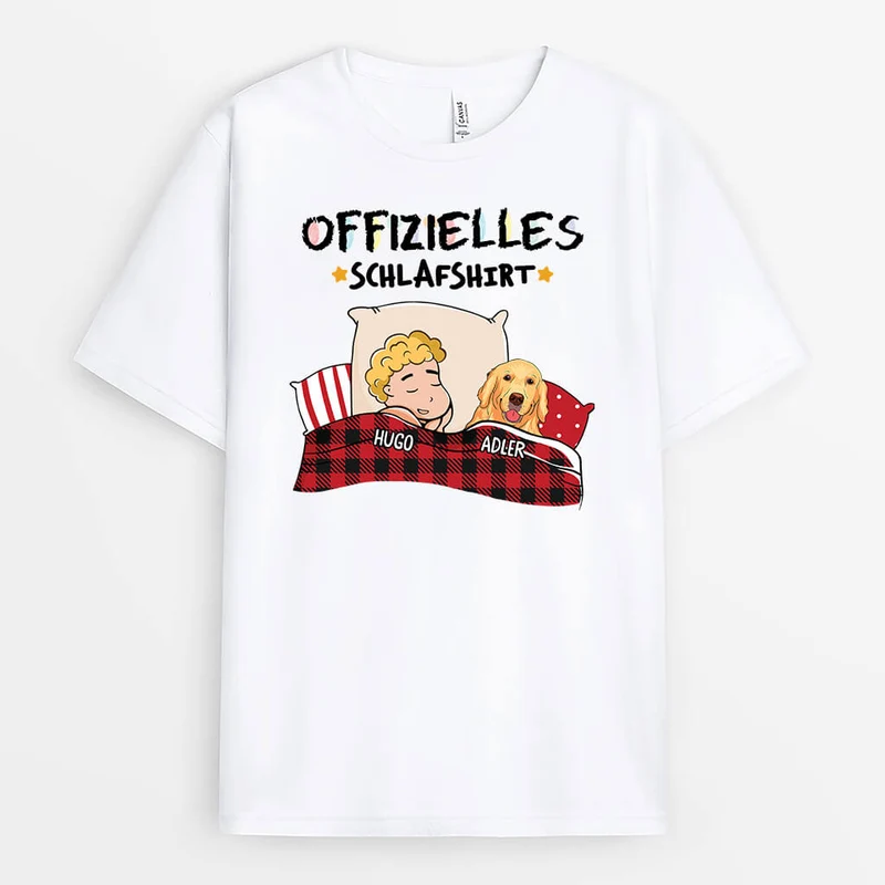 Offizielles Schlafshirt Mit Hunden - Personalisiertes Geschenk | T-shirt für Hundebesitzer