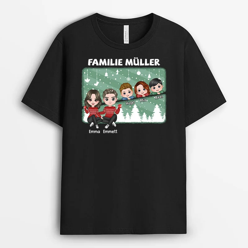 Die Familie Zu Weihnachten - Personalisiertes Geschenk | T-shirt für die Familie
