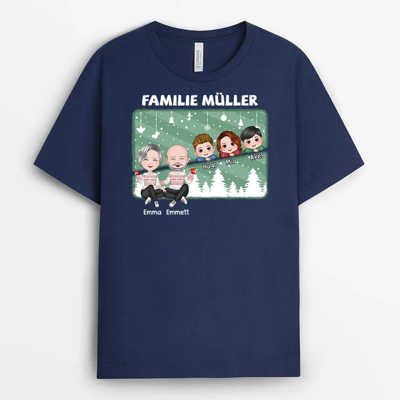 Die Familie Zu Weihnachten - Personalisiertes Geschenk | T-shirt für die Familie