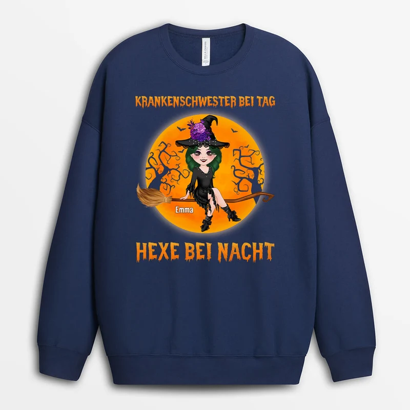 Krankenschwester Bei Tag Hexe Bei Nacht - Personalisiertes Geschenk | Pullover für Krankenschwester