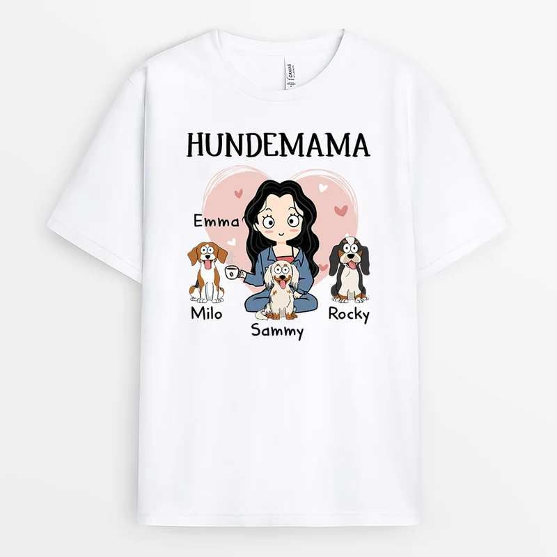 Hundemama Mit Blumen - Personalisiertes Geschenk | T-shirt für Hundeliebhaber