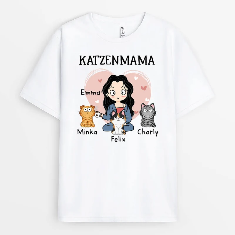 Hübsche Katzenmama - Personalisiertes Geschenk | T-shirt für Katzenliebhaber